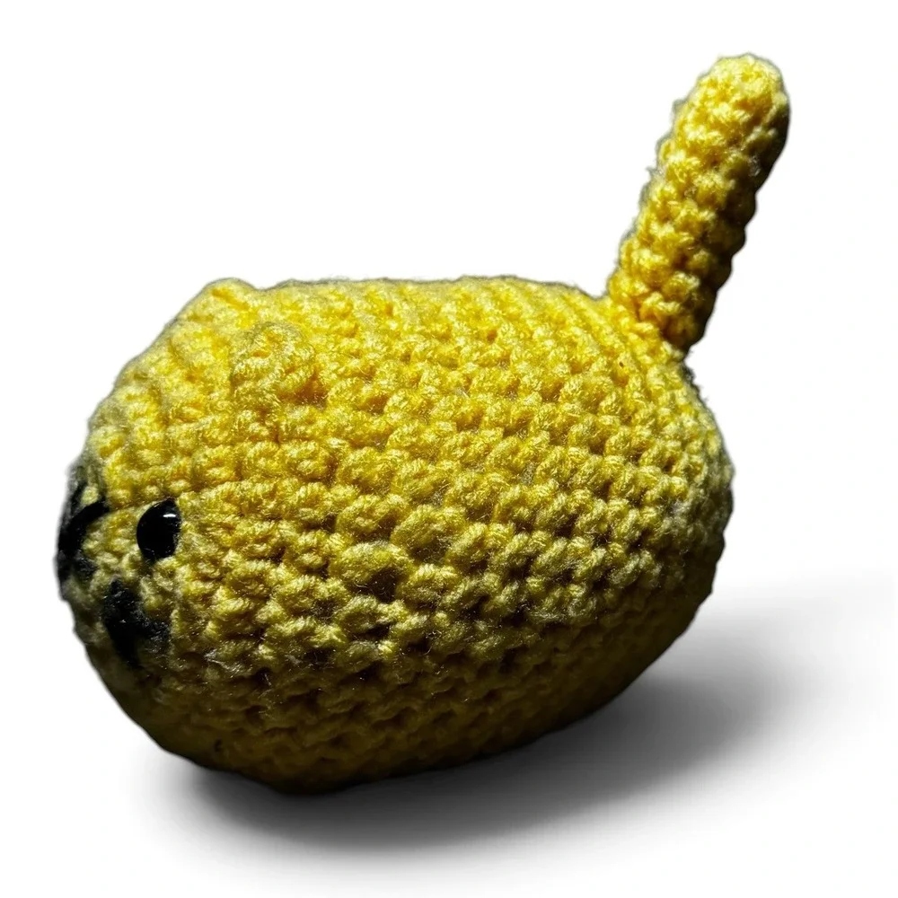 Handmade Yellow Crochet Cat Plush Amigurumi Stuffed Animal Kawaii 5.5